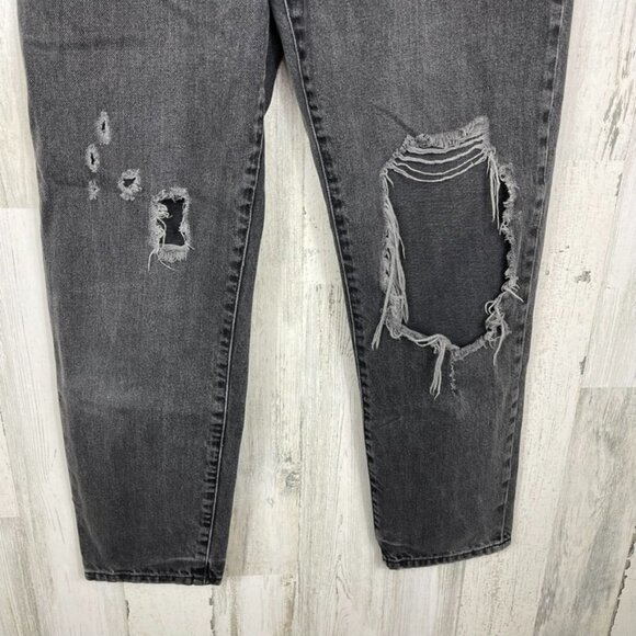 Forever 21 denim mom black 27 distressed trashed wrecked high rise grunge punk - Picture 3 of 7
